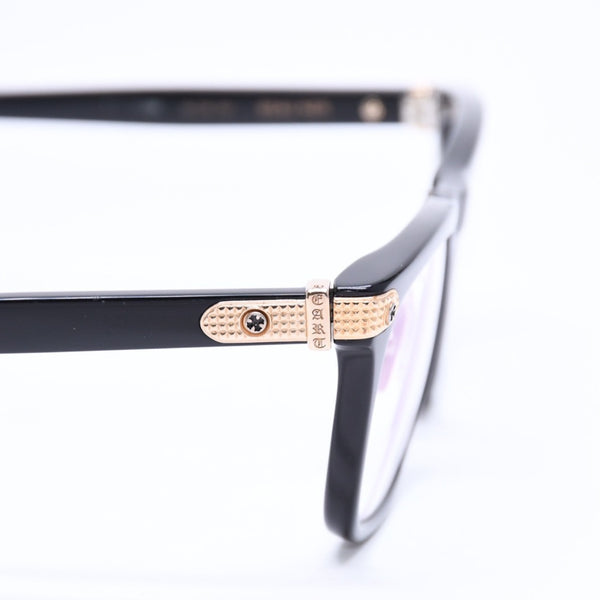 極美品 CHROME HEARTS クロムハーツ BEAU NER 眼鏡 メガネ ウェリントン型 サイズ53◻︎19 150 ブラック ゴールド 中古 4a006676