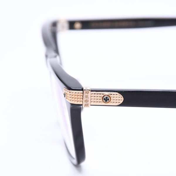 極美品 CHROME HEARTS クロムハーツ BEAU NER 眼鏡 メガネ ウェリントン型 サイズ53◻︎19 150 ブラック ゴールド 中古 4a006676