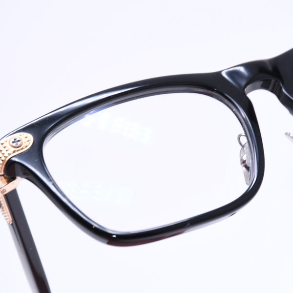 極美品 CHROME HEARTS クロムハーツ BEAU NER 眼鏡 メガネ ウェリントン型 サイズ53◻︎19 150 ブラック ゴールド 中古 4a006676