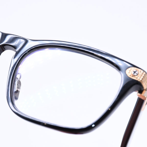 極美品 CHROME HEARTS クロムハーツ BEAU NER 眼鏡 メガネ ウェリントン型 サイズ53◻︎19 150 ブラック ゴールド 中古 4a006676