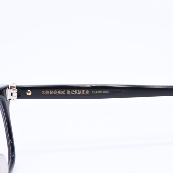 極美品 CHROME HEARTS クロムハーツ BEAU NER 眼鏡 メガネ ウェリントン型 サイズ53◻︎19 150 ブラック ゴールド 中古 4a006676