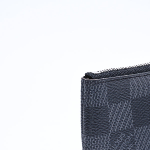極美品 LOUIS VUITTON ルイヴィトン ポシェットクレ コインケース N60155 ダミエグラフィットキャンバス ブラック グレー シルバー金具 中古 4a006638