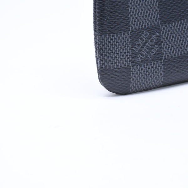 極美品 LOUIS VUITTON ルイヴィトン ポシェットクレ コインケース N60155 ダミエグラフィットキャンバス ブラック グレー シルバー金具 中古 4a006638
