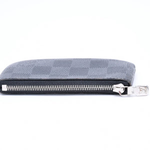 極美品 LOUIS VUITTON ルイヴィトン ポシェットクレ コインケース N60155 ダミエグラフィットキャンバス ブラック グレー シルバー金具 中古 4a006638