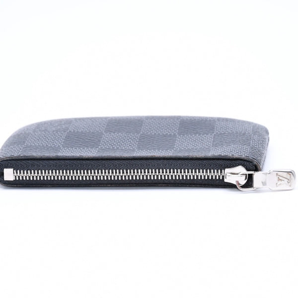 極美品 LOUIS VUITTON ルイヴィトン ポシェットクレ コインケース N60155 ダミエグラフィットキャンバス ブラック グレー シルバー金具 中古 4a006638