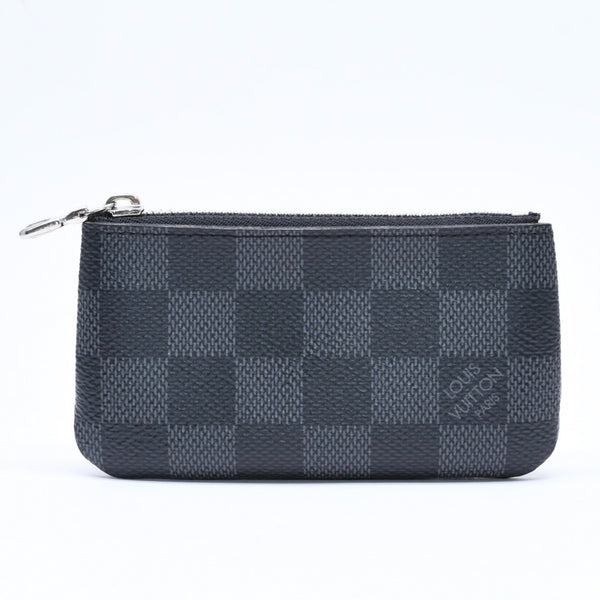 極美品 LOUIS VUITTON ルイヴィトン ポシェットクレ コインケース N60155 ダミエグラフィットキャンバス ブラック グレー シルバー金具 中古 4a006638