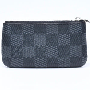 極美品 LOUIS VUITTON ルイヴィトン ポシェットクレ コインケース N60155 ダミエグラフィットキャンバス ブラック グレー シルバー金具 中古 4a006638