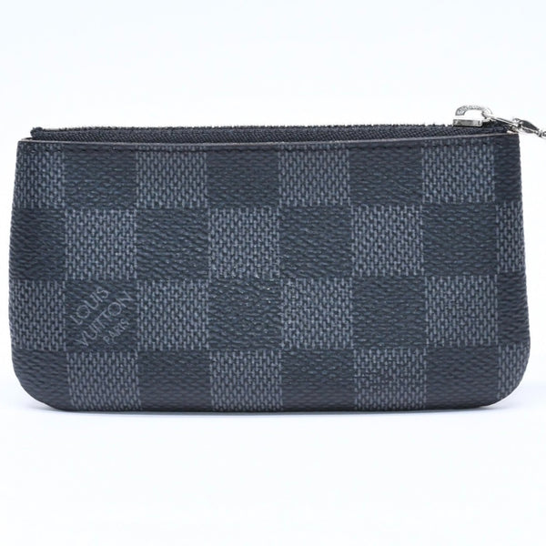 極美品 LOUIS VUITTON ルイヴィトン ポシェットクレ コインケース N60155 ダミエグラフィットキャンバス ブラック グレー シルバー金具 中古 4a006638