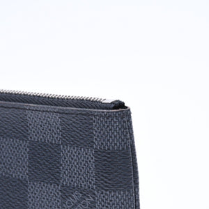 極美品 LOUIS VUITTON ルイヴィトン ポシェットクレ コインケース N60155 ダミエグラフィットキャンバス ブラック グレー シルバー金具 中古 4a006638