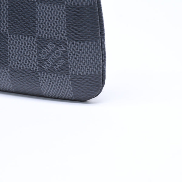 極美品 LOUIS VUITTON ルイヴィトン ポシェットクレ コインケース N60155 ダミエグラフィットキャンバス ブラック グレー シルバー金具 中古 4a006638