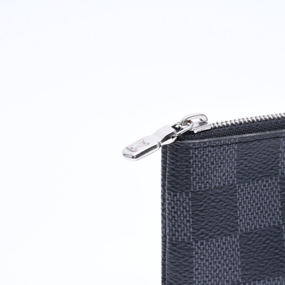 極美品 LOUIS VUITTON ルイヴィトン ポシェットクレ コインケース N60155 ダミエグラフィットキャンバス ブラック グレー シルバー金具 中古 4a006638
