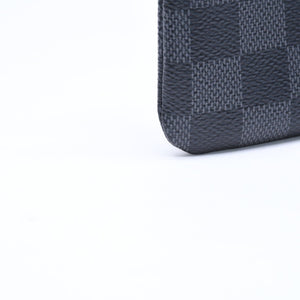 極美品 LOUIS VUITTON ルイヴィトン ポシェットクレ コインケース N60155 ダミエグラフィットキャンバス ブラック グレー シルバー金具 中古 4a006638