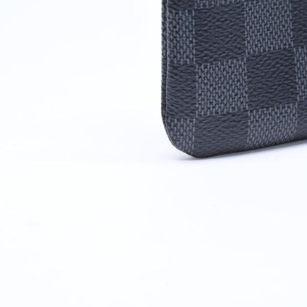 極美品 LOUIS VUITTON ルイヴィトン ポシェットクレ コインケース N60155 ダミエグラフィットキャンバス ブラック グレー シルバー金具 中古 4a006638