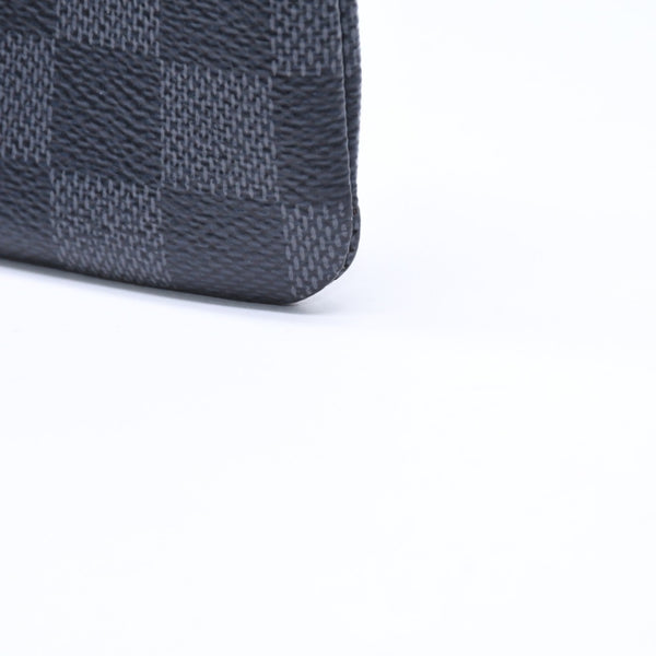 極美品 LOUIS VUITTON ルイヴィトン ポシェットクレ コインケース N60155 ダミエグラフィットキャンバス ブラック グレー シルバー金具 中古 4a006638