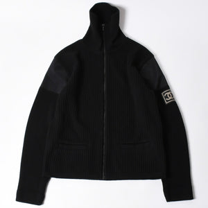 極美品 CHANEL シャネル ニット トップス ココマーク パッチ ウール ブラック 中古 4a006530