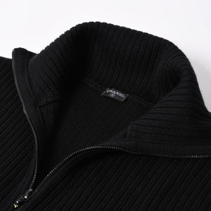 極美品 CHANEL シャネル ニット トップス ココマーク パッチ ウール ブラック 中古 4a006530