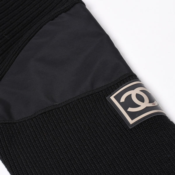 極美品 CHANEL シャネル ニット トップス ココマーク パッチ ウール ブラック 中古 4a006530