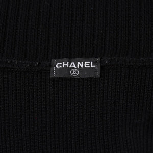 極美品 CHANEL シャネル ニット トップス ココマーク パッチ ウール ブラック 中古 4a006530