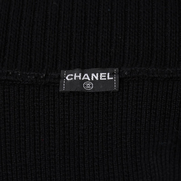 極美品 CHANEL シャネル ニット トップス ココマーク パッチ ウール ブラック 中古 4a006530