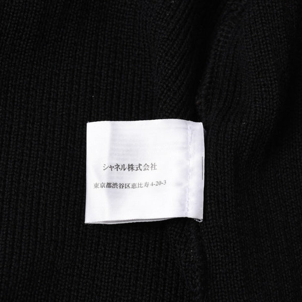 極美品 CHANEL シャネル ニット トップス ココマーク パッチ ウール ブラック 中古 4a006530