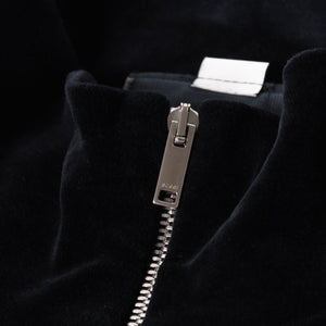極美品 GUCCI グッチ MAISON DE L'AMOUR ロゴエンブロイダリー ベロア オーバーサイズジャケット ブラック サイズL 中古 4a006561