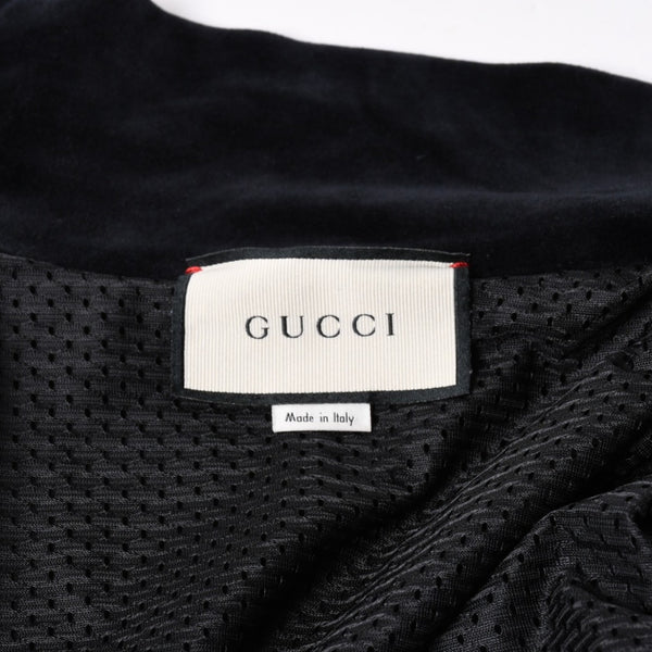 極美品 GUCCI グッチ MAISON DE L'AMOUR ロゴエンブロイダリー ベロア オーバーサイズジャケット ブラック サイズL 中古 4a006561