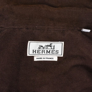 極美品 HERMES エルメス ジップアップジャケット フランス製 コットン ポリウレタン レザー ブラウン サイズ41/16 中古 4a006529