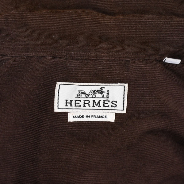 極美品 HERMES エルメス ジップアップジャケット フランス製 コットン ポリウレタン レザー ブラウン サイズ41/16 中古 4a006529