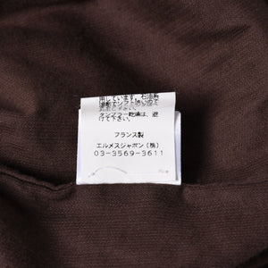 極美品 HERMES エルメス ジップアップジャケット フランス製 コットン ポリウレタン レザー ブラウン サイズ41/16 中古 4a006529