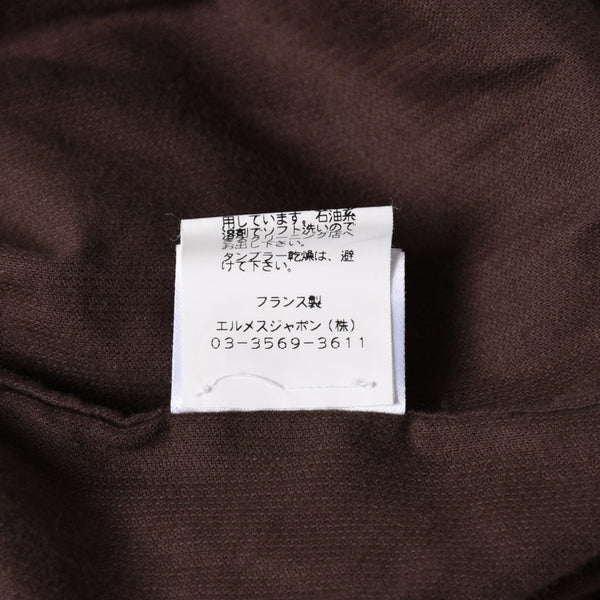 極美品 HERMES エルメス ジップアップジャケット フランス製 コットン ポリウレタン レザー ブラウン サイズ41/16 中古 4a006529