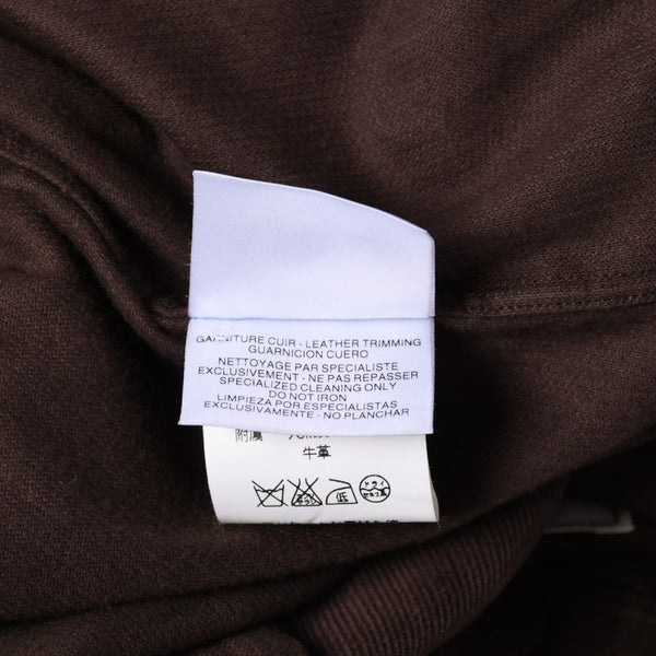 極美品 HERMES エルメス ジップアップジャケット フランス製 コットン ポリウレタン レザー ブラウン サイズ41/16 中古 4a006529
