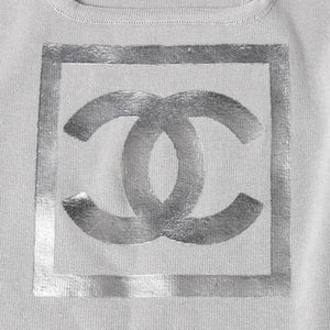 極美品 CHANEL シャネル ココマーク タンクトップ P17742V00943 コットン グレー シルバー金具 中古 4a006354
