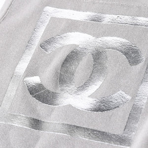 極美品 CHANEL シャネル ココマーク タンクトップ P17742V00943 コットン グレー シルバー金具 中古 4a006354