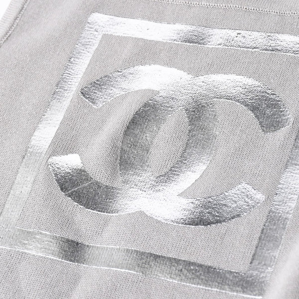 極美品 CHANEL シャネル ココマーク タンクトップ P17742V00943 コットン グレー シルバー金具 中古 4a006354