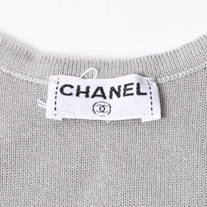 極美品 CHANEL シャネル ココマーク タンクトップ P17742V00943 コットン グレー シルバー金具 中古 4a006354