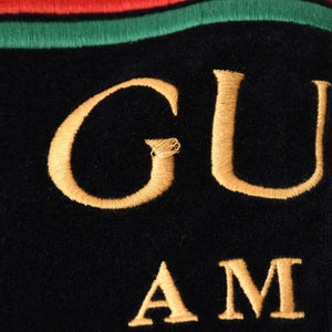 極美品 GUCCI グッチ MAISON DE L'AMOUR ロゴエンブロイダリー ベロア オーバーサイズジャケット ブラック サイズS 中古 4a006713