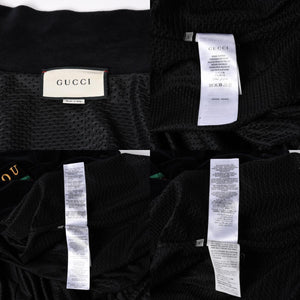 極美品 GUCCI グッチ MAISON DE L'AMOUR ロゴエンブロイダリー ベロア オーバーサイズジャケット ブラック サイズS 中古 4a006713