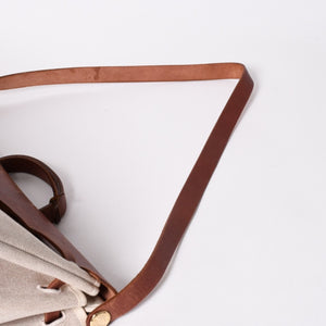 HERMES エルメス エールバッグ GM トワルアッシュ トートバッグ ショルダーバッグ ベージュ ブラウン ゴールド金具 E刻印 美品 中古 4a006381