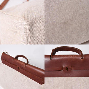 HERMES エルメス エールバッグ GM トワルアッシュ トートバッグ ショルダーバッグ ベージュ ブラウン ゴールド金具 E刻印 美品 中古 4a006381