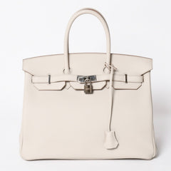 極美品 HERMES エルメス BIRKIN バーキン35 クレ C刻印 シルバー金具 トゴ ハンドバッグ 中古 4a006653
