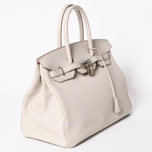 極美品 HERMES エルメス BIRKIN バーキン35 クレ C刻印 シルバー金具 トゴ ハンドバッグ 中古 4a006653