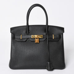 極美品 HERMES エルメス バーキン30 ハンドバッグ トゴ ブラック ゴールド金具 A刻印 中古 4a006655