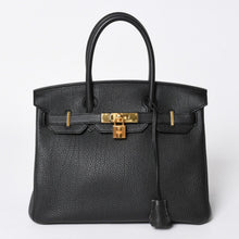 Load the image into the gallery viewer. 極美品 HERMES エルメス バーキン30 ハンドバッグ トゴ ブラック ゴールド金具 A刻印 中古 4a006655