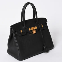 Load the image into the gallery viewer. 極美品 HERMES エルメス バーキン30 ハンドバッグ トゴ ブラック ゴールド金具 A刻印 中古 4a006655