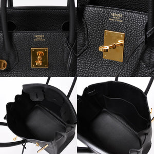 極美品 HERMES エルメス バーキン30 ハンドバッグ トゴ ブラック ゴールド金具 A刻印 中古 4a006655