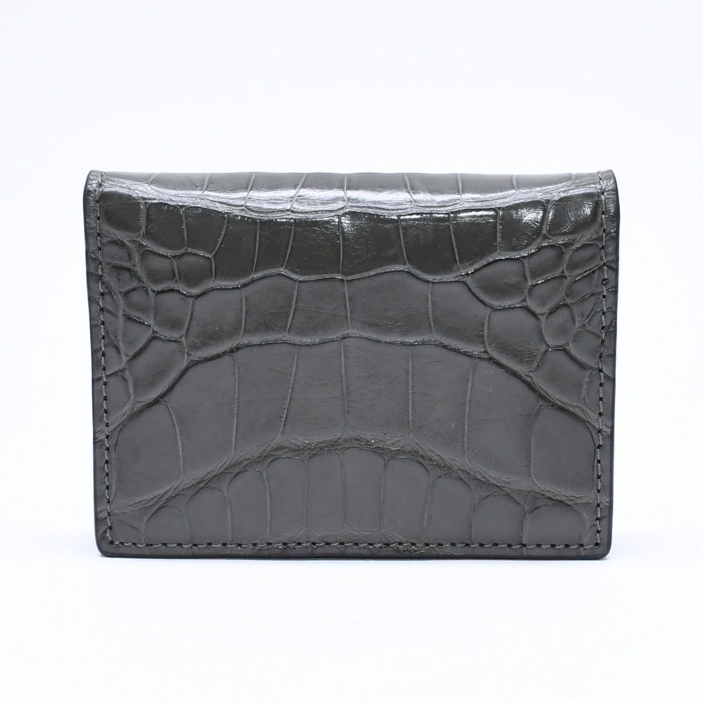 極美品 TOM FORD トムフォード 2つ折り Card Case カードケース 名刺入れ 財布 クロコ調 型押し グレー 中古 4a006726