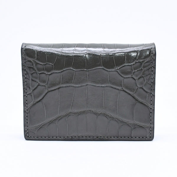 極美品 TOM FORD トムフォード 2つ折り Card Case カードケース 名刺入れ 財布 クロコ調 型押し グレー 中古 4a006726