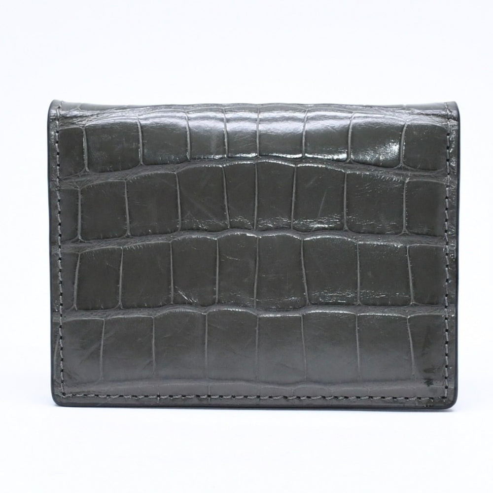 極美品 TOM FORD トムフォード 2つ折り Card Case カードケース 名刺入れ 財布 クロコ調 型押し グレー 中古 4a006726