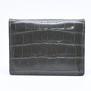 極美品 TOM FORD トムフォード 2つ折り Card Case カードケース 名刺入れ 財布 クロコ調 型押し グレー 中古 4a006726
