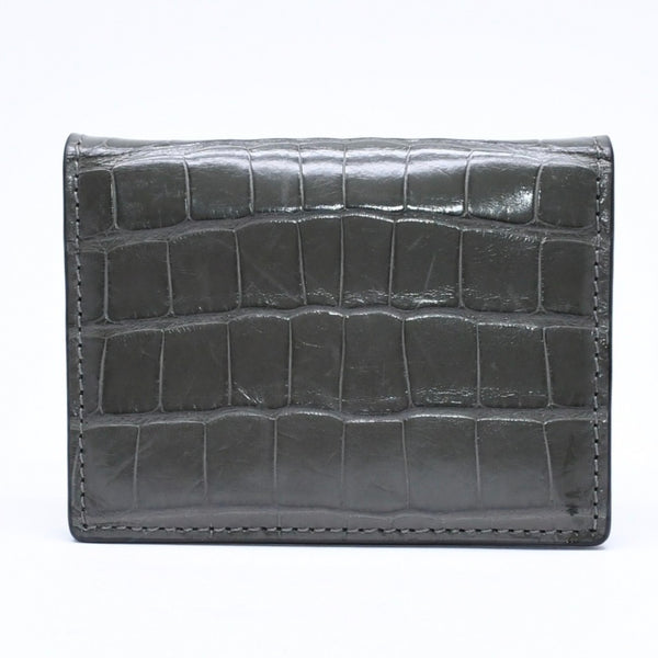 極美品 TOM FORD トムフォード 2つ折り Card Case カードケース 名刺入れ 財布 クロコ調 型押し グレー 中古 4a006726